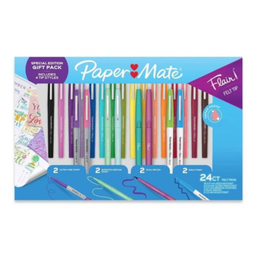 PaperMate Paper Mate Flair! Felt Tip Pens 24-pack Special Edition Gift Pack NWT